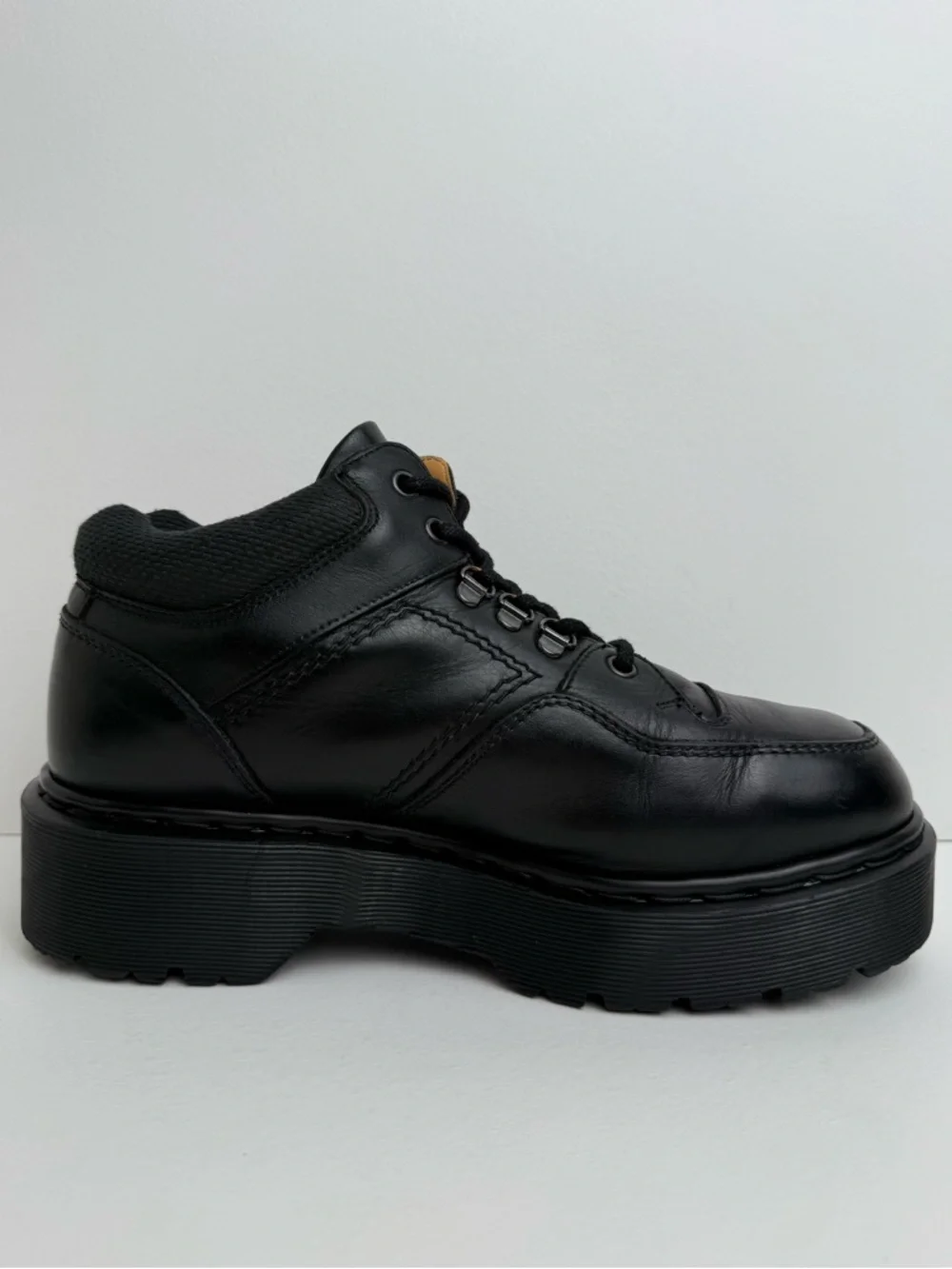 Made in England Vintage Dr. Martens Black Leather Envy Quad Platform Boots UK 7